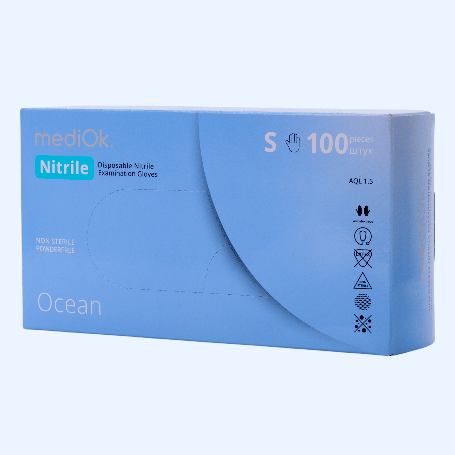 Рукавички нітрилові Ocean блакитні, mediOk