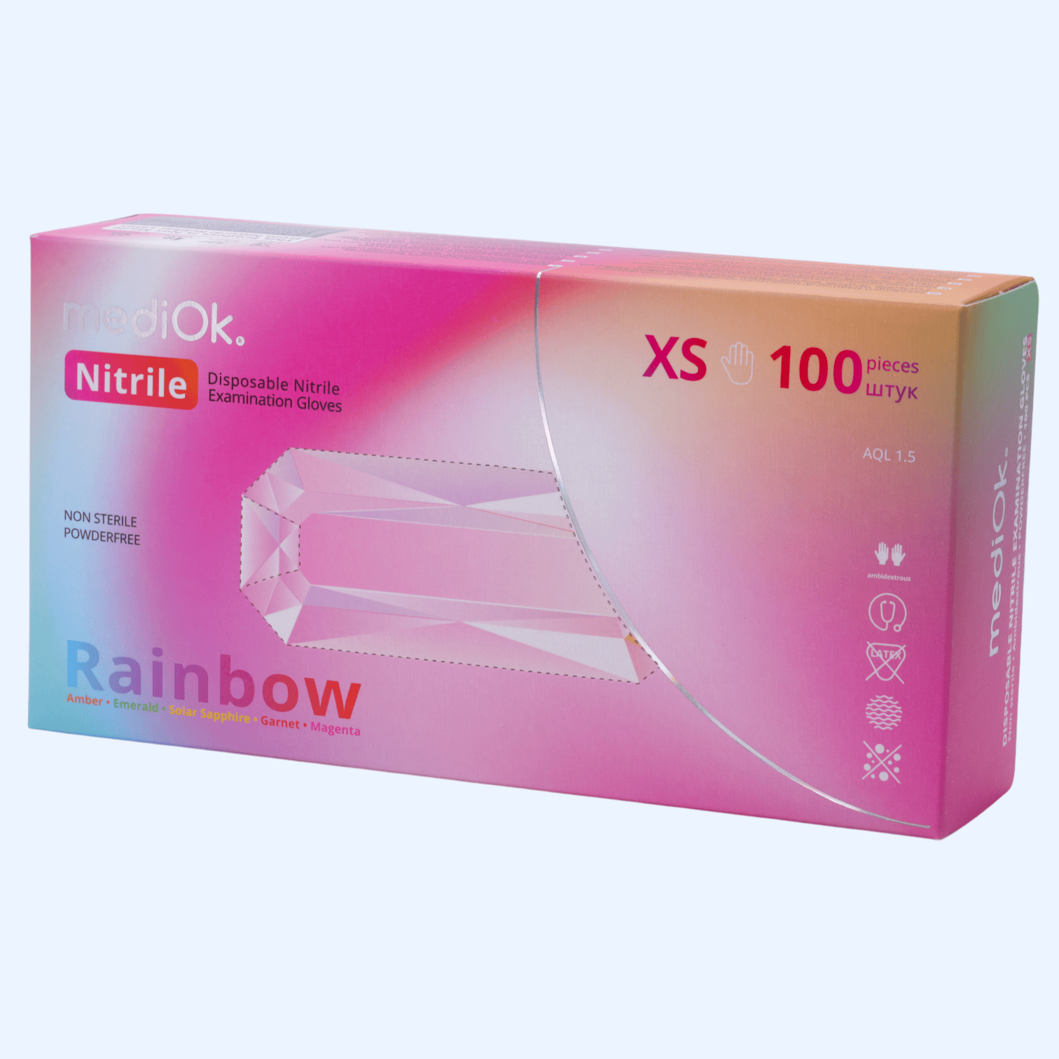Рукавички нітрилові Rainbow, мікс 5 кольорів, mediOk