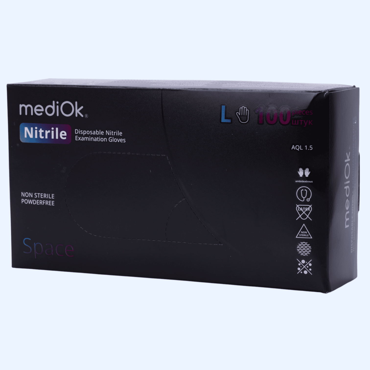 Рукавички нітрилові Space чорні, mediOk